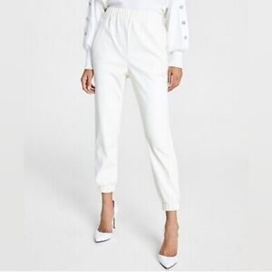 Inc International Concepts Faux Leather Jogger Pants Sz M ivory white